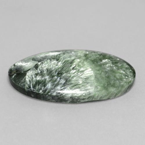 Serafinite naturale verde da 11,26 ct, taglio ovale, opaco