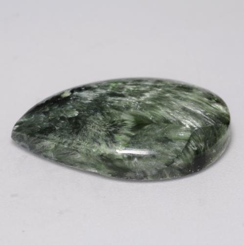 Serafinite naturale verde da 8,36 ct, taglio a pera, opaco