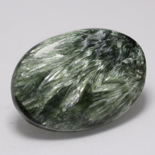 Serafinite naturale verde da 8,17 ct, taglio ovale, opaco