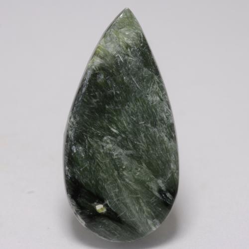 Serafinito Verde multicolore naturale da 6.29 ct, Forma a pera, Opaco