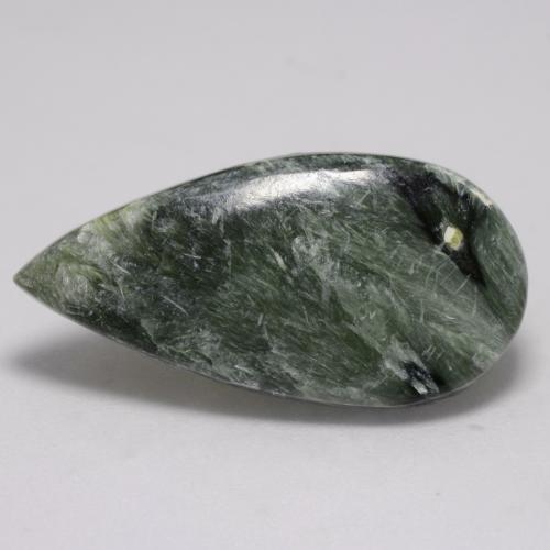 Serafinito Verde multicolore naturale da 6.29 ct, Forma a pera, Opaco