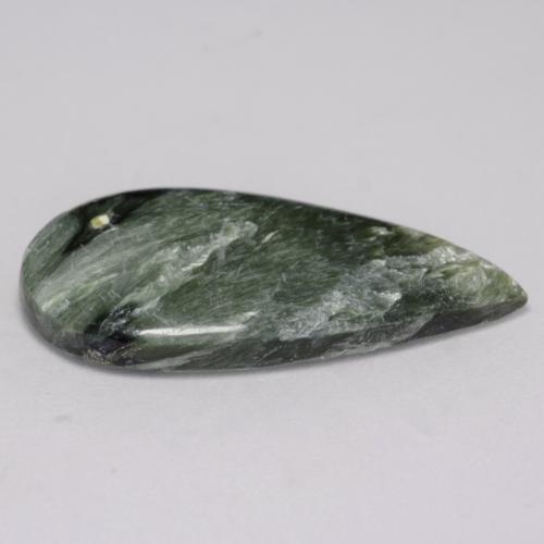Serafinito Verde multicolore naturale da 6.29 ct, Forma a pera, Opaco