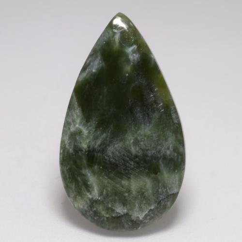 Serafinite naturale verde da 8,10 ct, taglio a pera, opaco