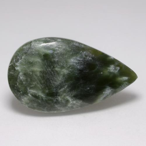 Serafinite naturale verde da 8,10 ct, taglio a pera, opaco