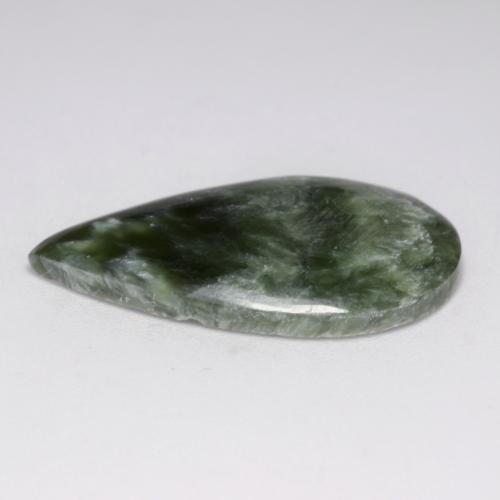 Serafinite naturale verde da 8,10 ct, taglio a pera, opaco