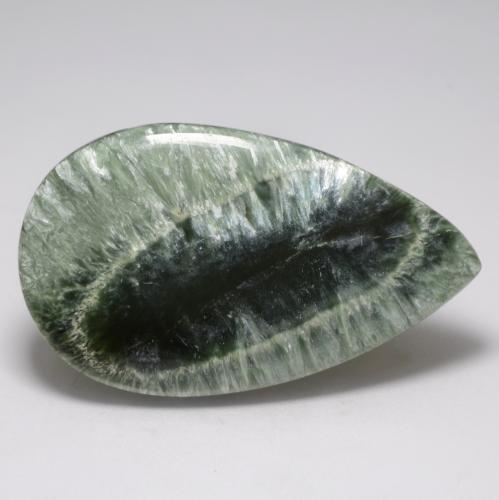Serafinite naturale verde da 20,83 ct, taglio a pera, opaco