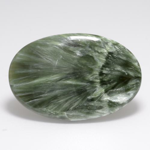 Serafinite naturale verde da 15,02 ct, taglio ovale, opaco