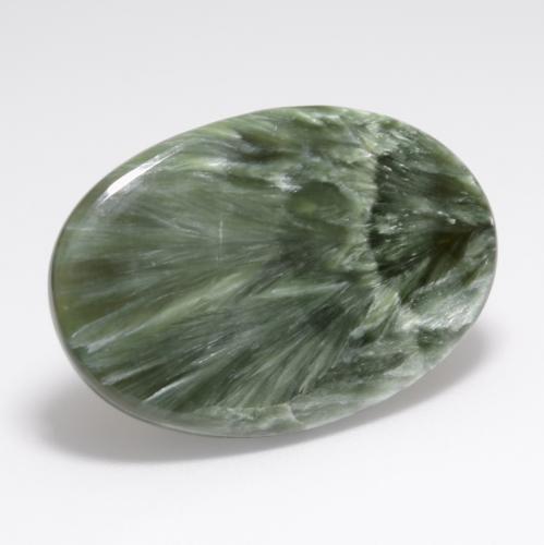 Serafinite naturale verde da 15,02 ct, taglio ovale, opaco