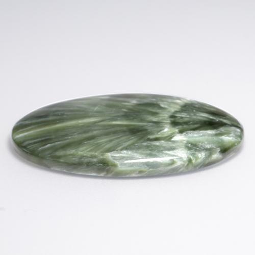 Serafinite naturale verde da 15,02 ct, taglio ovale, opaco
