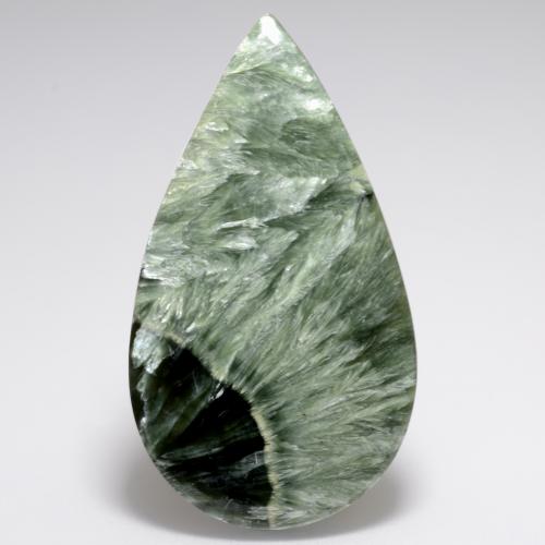Serafinite naturale verde da 20,54 ct, taglio a pera, opaco