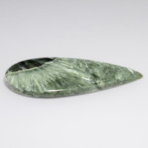 Serafinite naturale verde da 20,54 ct, taglio a pera, opaco