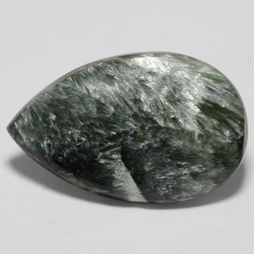 Serafinito Verde scuro naturale da 10.14 ct, Forma a pera, Opaco