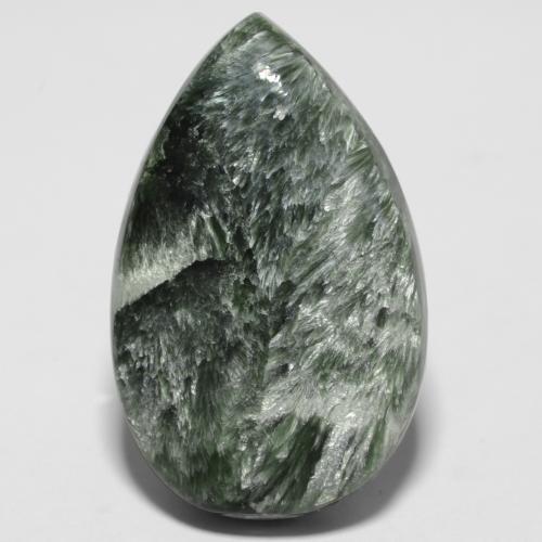 Serafinito Verde scuro naturale da 10.14 ct, Forma a pera, Opaco