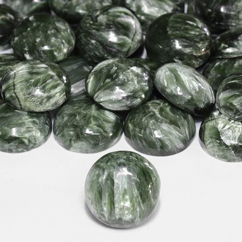 Serafinite naturale verde da 4,85 ct, taglio rotondo, opaco