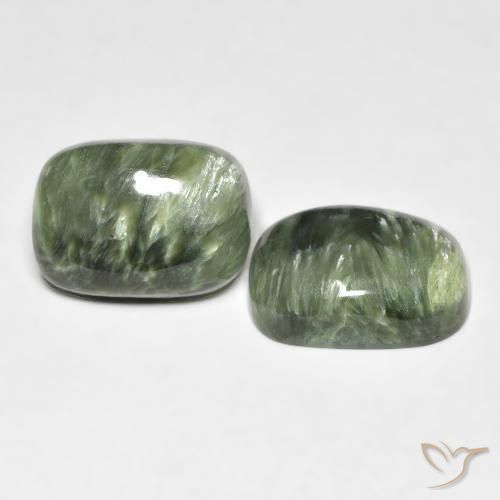 Gemme di Serafinito Verde terroso naturale da 11.56 ct, Cuscino, Opaco