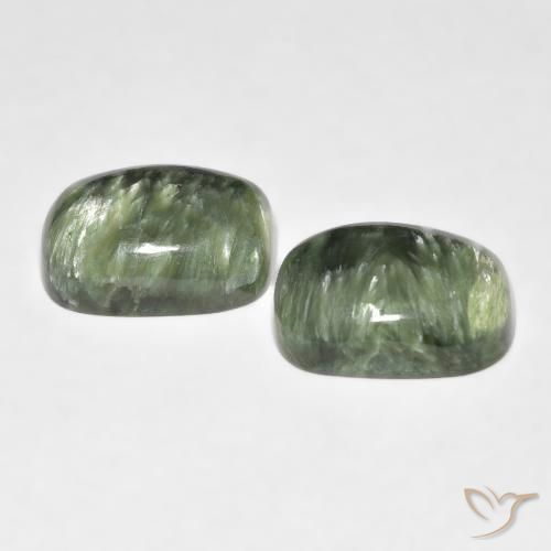 Gemme di Serafinito Verde terroso naturale da 11.56 ct, Cuscino, Opaco