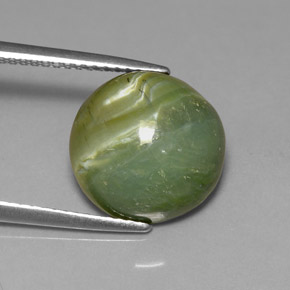 Serpentina naturale verde da 4,61 ct, taglio rotondo, opaco