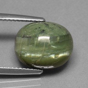 Serpentina naturale verde da 4,84 ct, taglio ovale, opaco