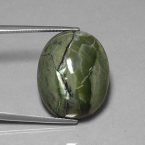 Serpentina naturale verde da 26,53 ct, taglio ovale, opaco