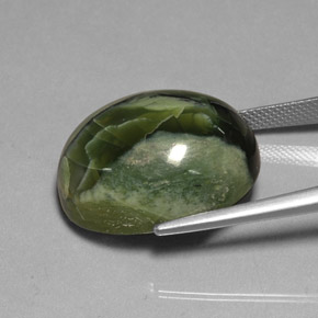 Serpentina naturale verde da 26,53 ct, taglio ovale, opaco