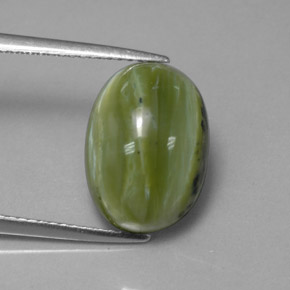 Serpentina naturale verde da 5,37 ct, taglio ovale, opaco