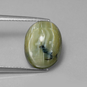Serpentina naturale verde da 5,26 ct, taglio ovale, opaco