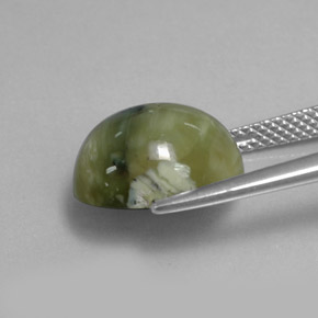Serpentina naturale verde da 5,26 ct, taglio ovale, opaco