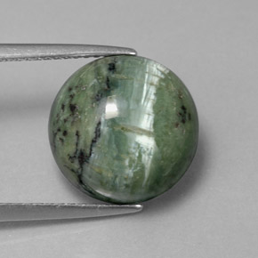 Serpentina naturale verde da 5,84 ct, taglio rotondo, opaco