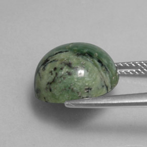 Serpentina naturale verde da 5,84 ct, taglio rotondo, opaco