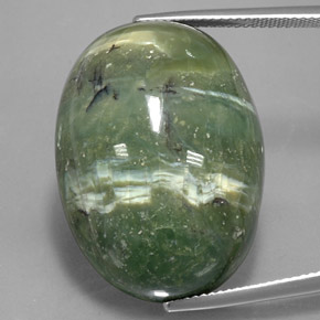 Serpentina naturale verde da 42,50 ct, taglio ovale, opaco