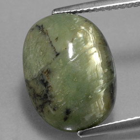 Serpentina naturale verde da 7,68 ct, taglio ovale, opaco