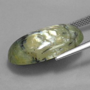 Serpentina naturale verde da 9,95 ct, taglio ovale, opaco