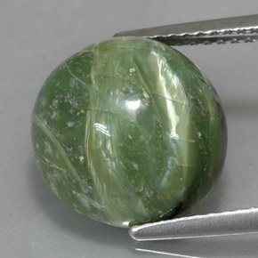 Serpentina naturale verde da 5,71 ct, taglio rotondo, opaco