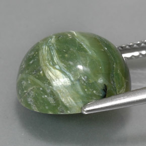 Serpentina naturale verde da 5,71 ct, taglio rotondo, opaco