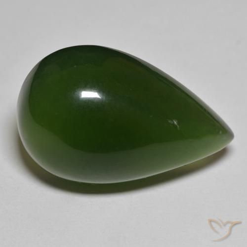 Serpentinite Verde scuro naturale da 37.60 ct, Forma a pera, Traslucido