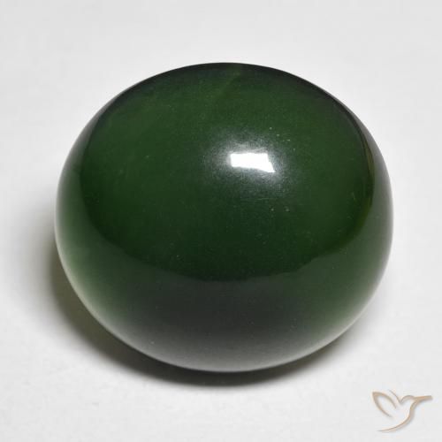 15.26ct Naturale Verde molto scuro Serpentinite, Rotondo, Traslucido