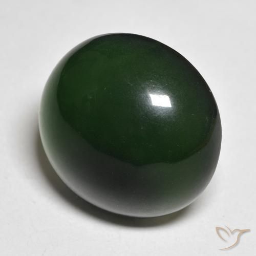 Serpentinite Verde molto scuro naturale da 15.26 ct, Rotondo, Traslucido