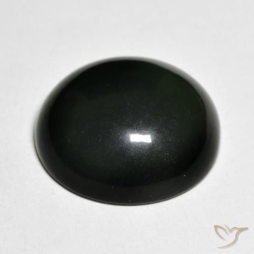 Serpentinite Verde molto scuro naturale da 15.26 ct, Rotondo, Traslucido