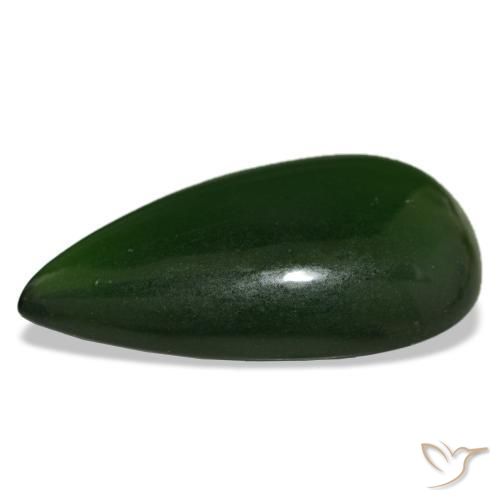Serpentina naturale verde da 15,80 ct, taglio a pera, trasparente