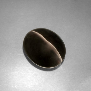 Sillimanite cat's eye naturale grigio da 4,11 ct, trasparente, trasparente/traslucido