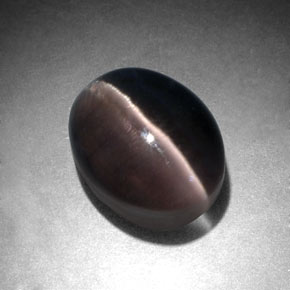 Sillimanite cat's eye naturale grigio da 3,96 ct, taglio ovale, traslucido