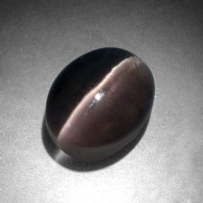 Sillimanite cat's eye naturale grigio da 3,96 ct, taglio ovale, traslucido