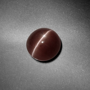Sillimanite cat's eye naturale marrone da 1,82 ct, taglio rotondo, traslucido
