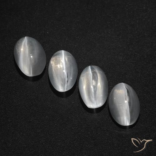 3.93ctw Naturale Bianco trasparente Sillimanite effetto occhio di gatto, Ovale, Traslucido
