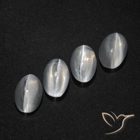 Gemme di Sillimanite Occhio di Gatto Bianco trasparente naturale da 3.93 ct, Ovale, Traslucido