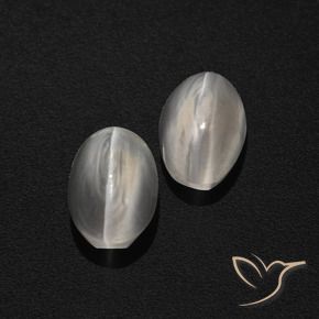 Gemme di Sillimanite Occhio di Gatto Grigio molto chiaro naturale da 2.69 ct, Ovale, Traslucido
