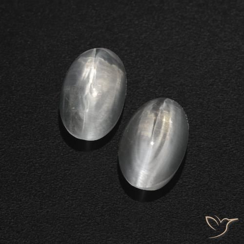2.04ctw Naturale Bianco trasparente Sillimanite effetto occhio di gatto, Ovale, Traslucido