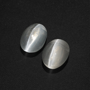 Gemme di Sillimanite Occhio di Gatto Bianco trasparente naturale da 2.42 ct, Taglio ovale, Traslucido
