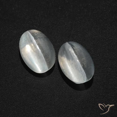2.94ctw Naturale Bianco trasparente Sillimanite effetto occhio di gatto, Ovale, Traslucido
