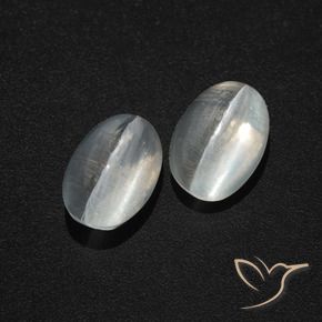 Gemme di Sillimanite Occhio di Gatto Bianco trasparente naturale da 2.94 ct, Ovale, Traslucido